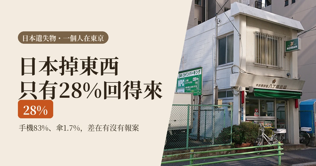 日本掉東西找得回來嗎:東京一年485萬樣失物,只有28%回到失主手上(2026)